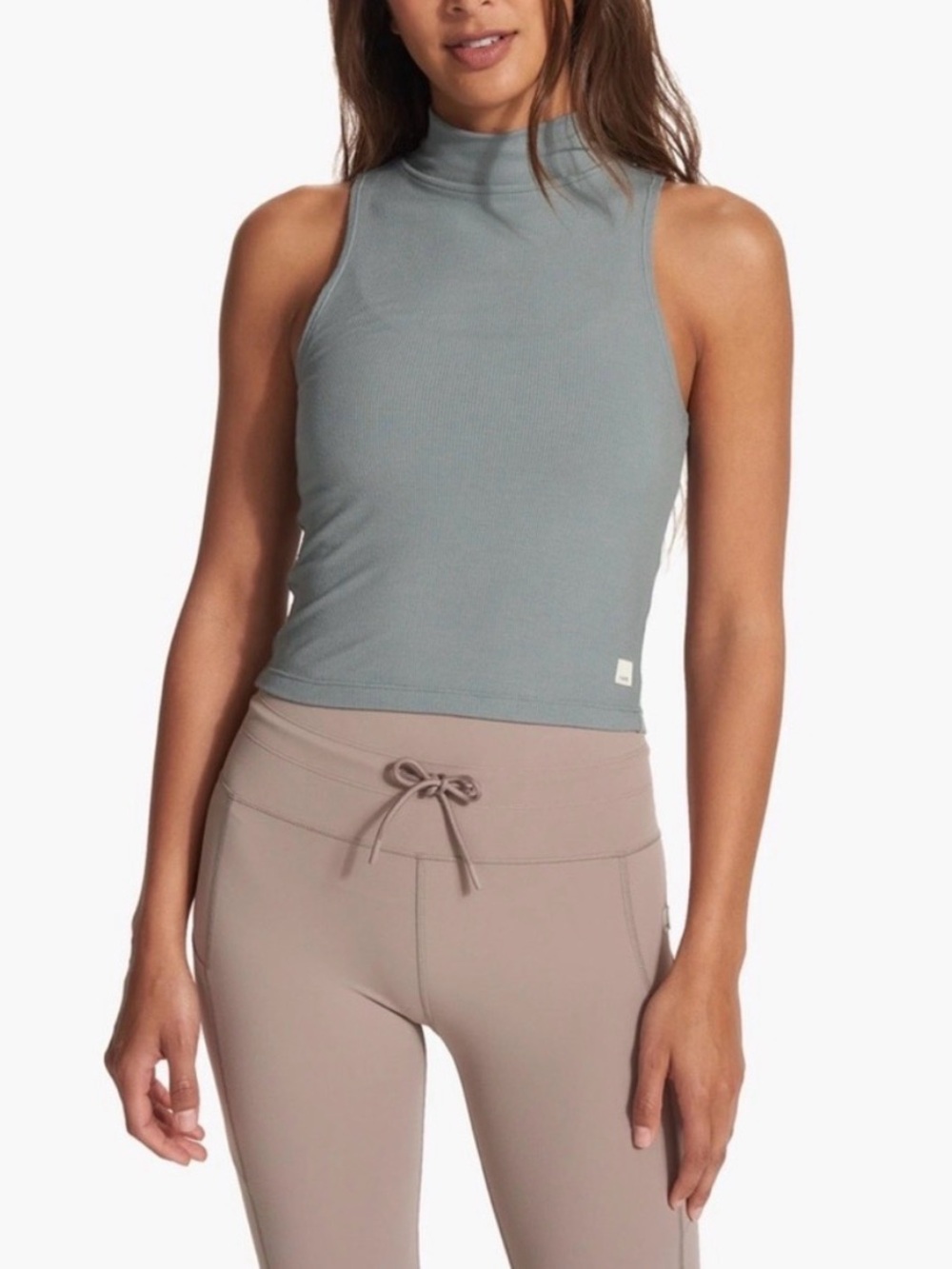 Vuori Funnel Cove Neck Ribbed Tank Top in Fern  XS NWOT